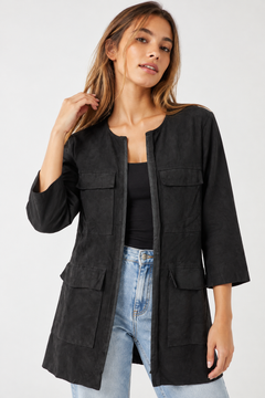 Boho Faux Suede Open Duster Jacket - Size: XXS/XS