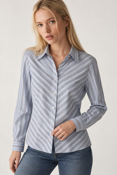Striped Fitted Shirt in Cotton- Size: M
