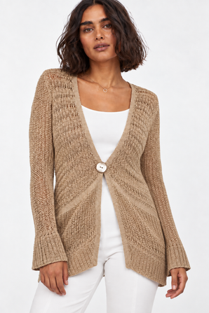Shimmery Cardigan in Cotton Blend - Size: L/XL