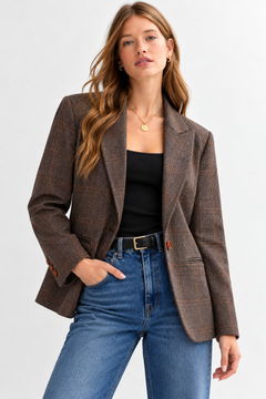 Vintage Tailored Plaid Blazer - Size: M