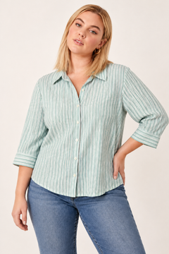 Stripe Shirt in Mint- Size: XL