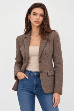 Cotton Tweed Blazer with Floral Lining - Size: XS