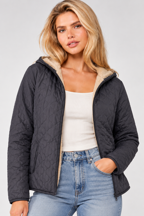Hooded Sherpa-Lined Jacket - Size: M
