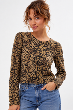 Leopard Print Cropped Sweater– Size: M (Fits: XS/S)