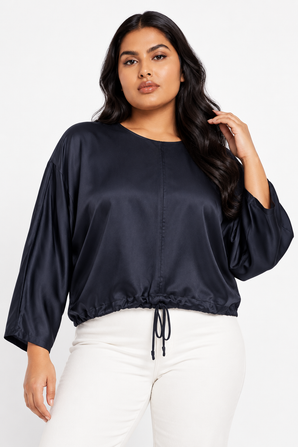 100% Viscose Drawstring Blouse - Size: M (Fits: XL)