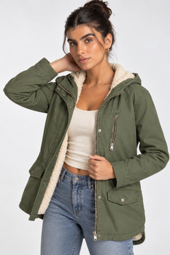 Fleece Lined Hooded Parka Jacket - Size: S