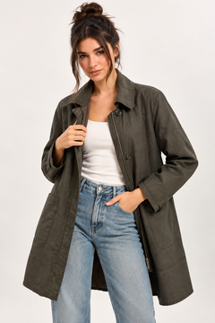 Vintage Trench Coat in Charcoal - Size: M