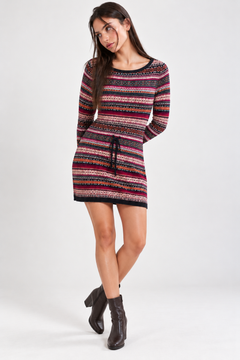 Fair Isle Knit Drawstring Dress - Size: S