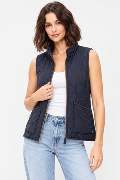 Diamond-Quilted Full Zip Vest- Size: L
