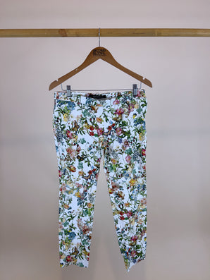 Zara's Vibrant Floral Trousers - Size: L