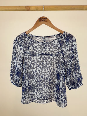 Classic Printed Floral Blouse  - Size: S