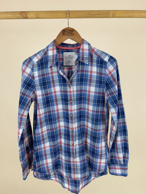 100% Cotton Plaid Shirt in Blue,Red and White- Size: S