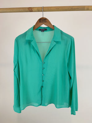 Classic Bright Teal Blouse-Size: L