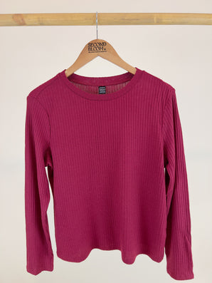 Knit Top in Deep Raspberry Red Shade-Size: XL