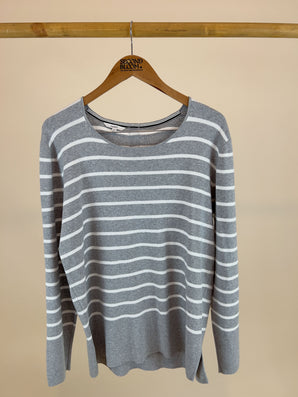 100% Cotton Sweater in Neutral Gray Base-Size: XXL