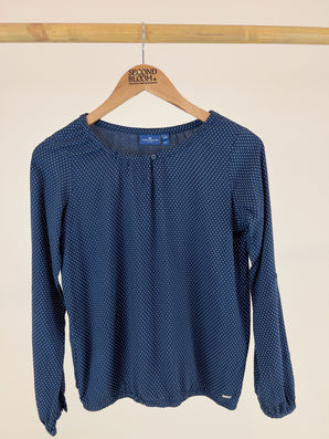 Navy Blue Blouse in Soft Viscose Fabric-Size: L