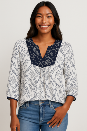 Loose Fitting Floral Blouse - Size: M