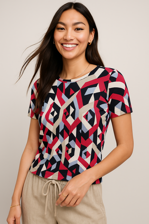 Bold Geometric Pattern Sweater-Size: S