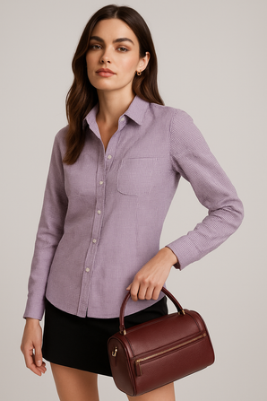 100% Cotton Classic Shirt in Light Purple - Size: M