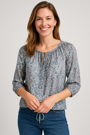 100% Silk Floral Paisley Blouse - Size: S