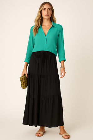 Classic Bright Teal Blouse-Size: L
