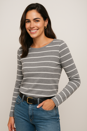 100% Cotton Sweater in Neutral Gray Base-Size: XXL