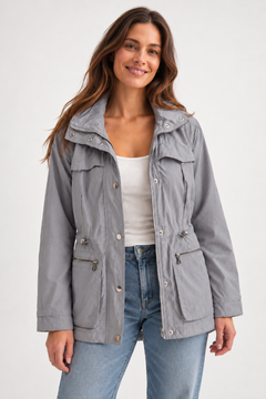 Grey Hooded Parka Jacket - Size: S/M