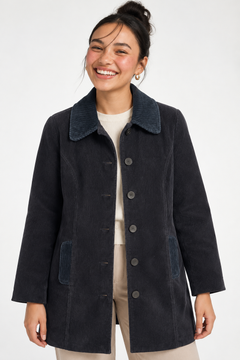Textured  Corduroy Coat in Cotton- Size: XL