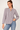 Striped Cotton Blouse with Mandarin Collar- Size: M