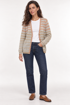 Pastel Stripe Knit Cardigan - Size: M/L