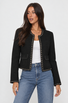 Studded Trim Cropped Jacket - Size: XS/S