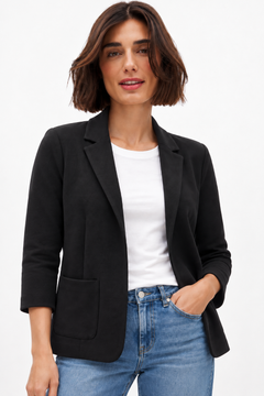 Sleek Open Front Blazer with Patch Pockets- Size: M/L