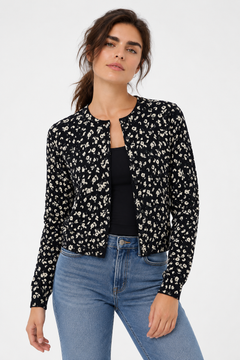 Viscose Blend Cardigan with Abstract Print- Size: M