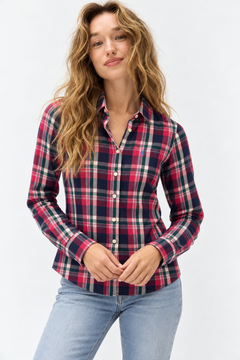 Cotton Shirt in Shades of Pink,Navy and Green- Size: S/M