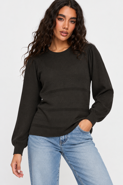 Textured Knit Black Jumper - Size: S/M