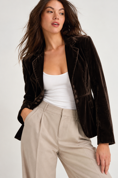 Vintage Velvet Blazer in Viscose Silk- Size: L