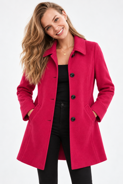 Magenta Wool Cashmere Coat - Size: M