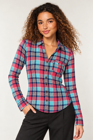 Colorful Plaid Shirt in Cotton- Size: S