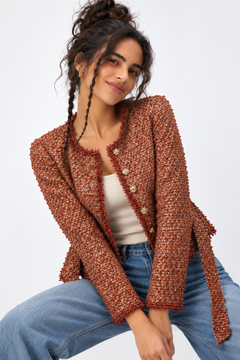 Metallic Tweed Bouclé Jacket - Size: XS