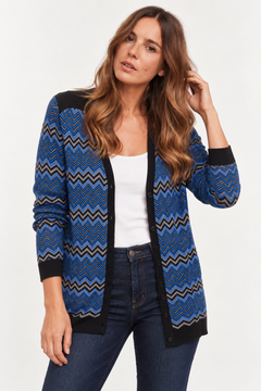 Zigzag Pattern Cardigan in Viscose - Size: L
