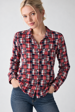Patchwork Flannel Shirt in 100% Cotton- Size: M
