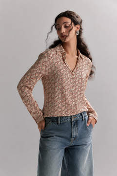 Floral Collared Shirt in Cotton- Size: M/L