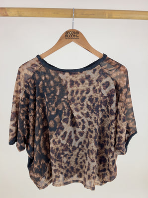 Leopard Print Top in Earthy Brown and Black Tones _Size: M