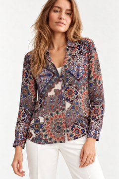 Intricate Paisley Pattern Blouse - Size: L