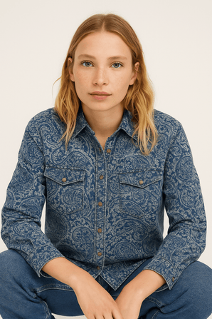 100% Cotton Paisley Print Shirt - Size: M