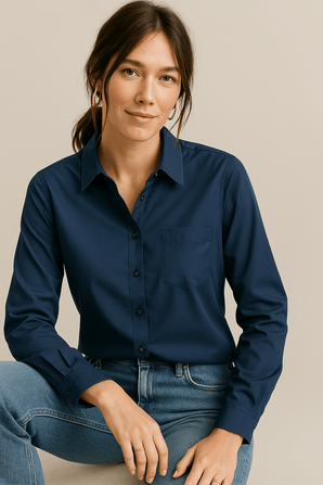 Minimalist Shirt in Royal Blue Shade- Size: S
