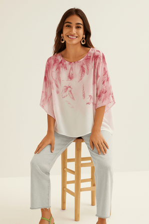 Butterfly Sleeve Chiffon Blouse- Size: L