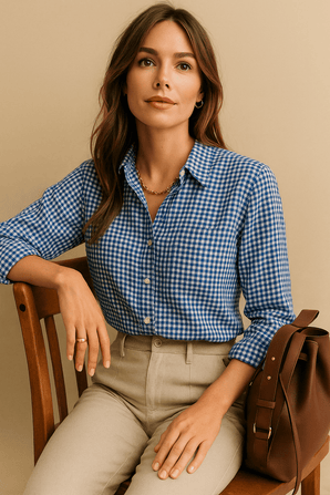 100% Cotton Boyfriend gingham shirt- Size: XS