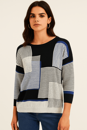 Patchwork Pattern Sweater - Size: M