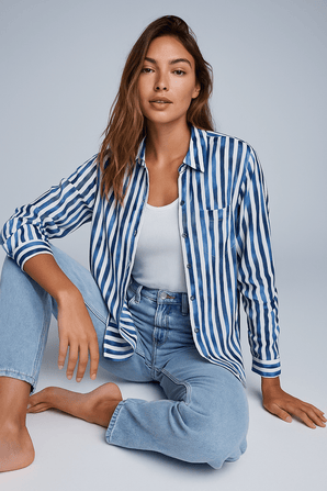 Casual Striped Shirt - Size: M/L